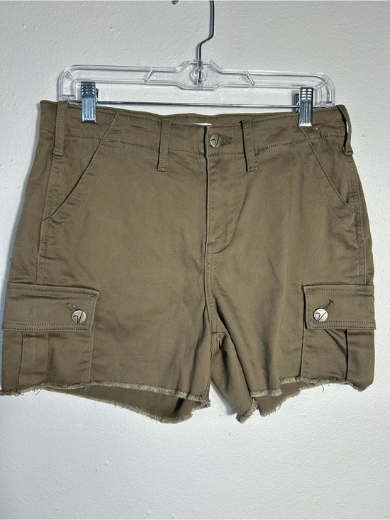 Vigoss Pants - Vigoss Ace High Rise Cargo Shorts Womens Size 28 Olive Brown Raw Hem Stretch